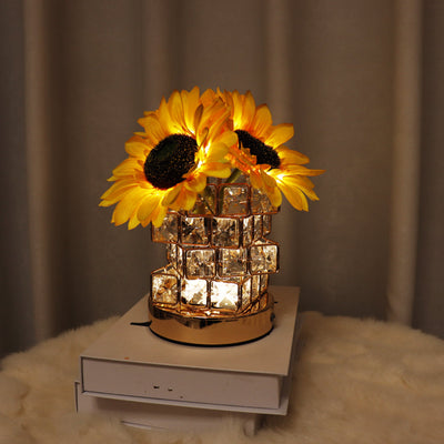 Romantic Sunflower Night Light Cube Flower Lamp Home Decor Gifts - photomoonlampuk