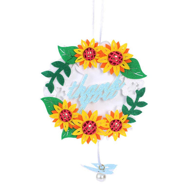 Mother's Day Gifts DIY Card Sunflower Thank You Round Dangle Car Decor Non-woven Fabrics