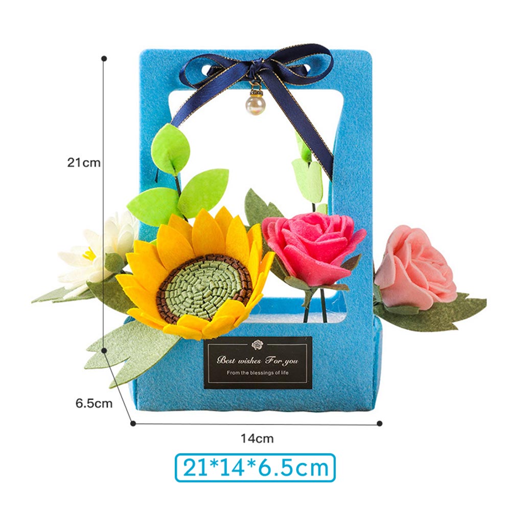 Mother's Day Gifts DIY Card 3D Flower Basket Blue Sunflower Non-woven Fabrics