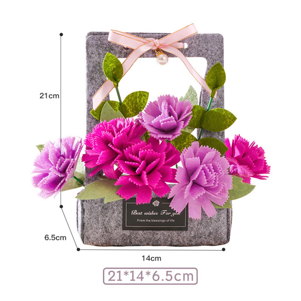 Gifts for Mom DIY Card Purple Roses Flower Basket Non-woven Fabrics