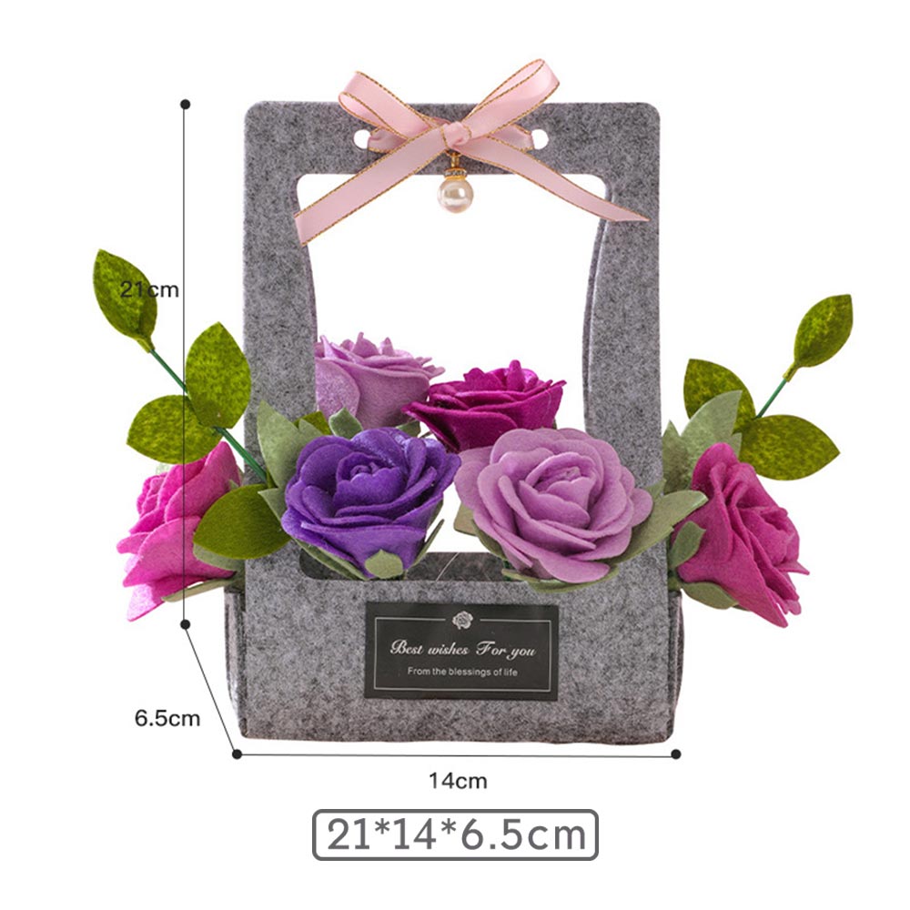 Gifts for Mom DIY Card Purple Roses Flower Basket Non-woven Fabrics