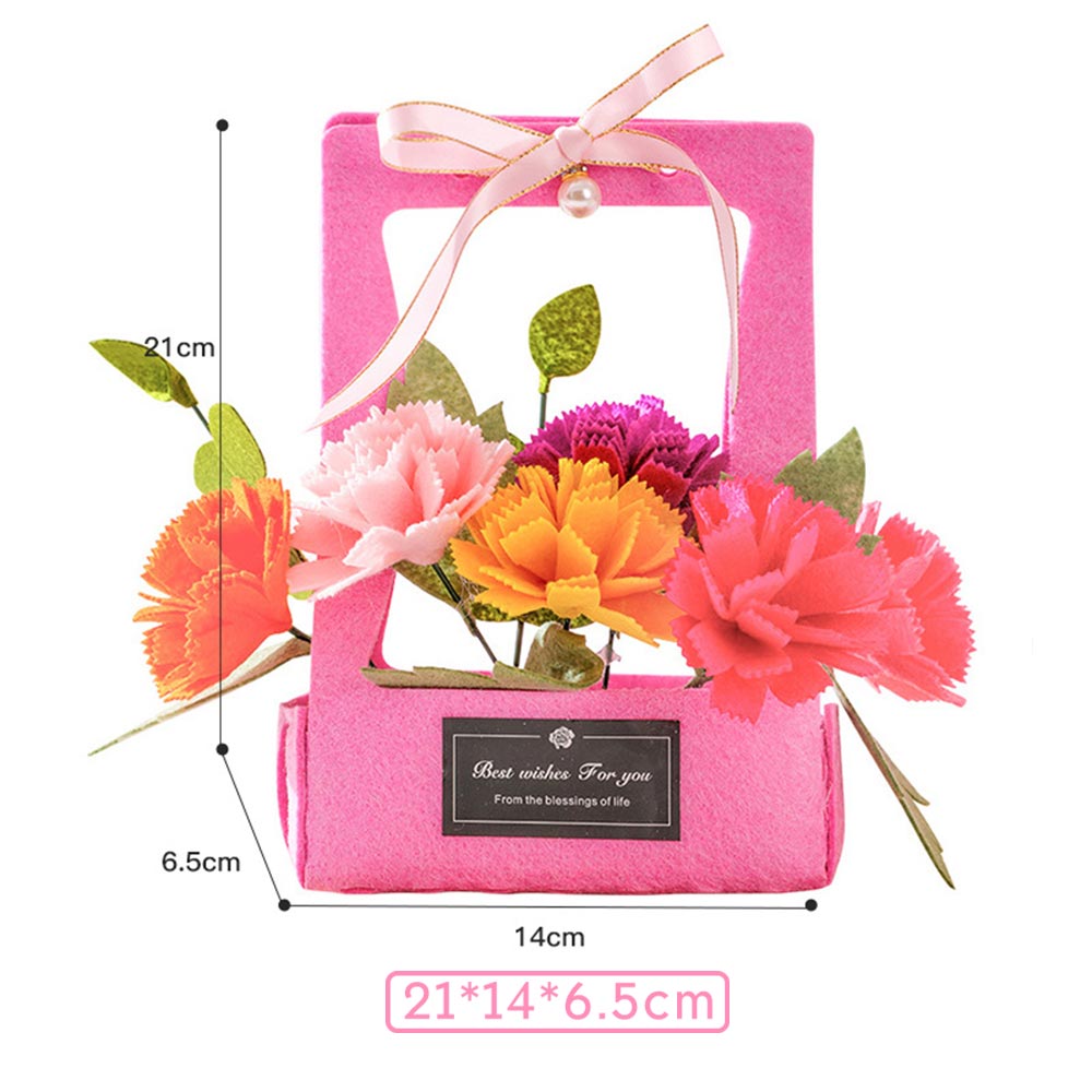 3D DIY Card Mother's Day Gifts Flower Basket Multicolor Roses Non-woven Fabrics