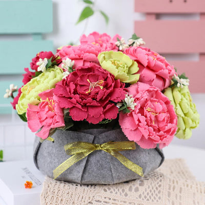 Mother's Day Gifts Peony Flower Pot 3D DIY Card Non-woven Fabrics