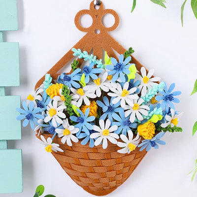 Mother's Day Gifts Blue Flower Pot 3D DIY Card Wall Decor Non-woven Fabrics