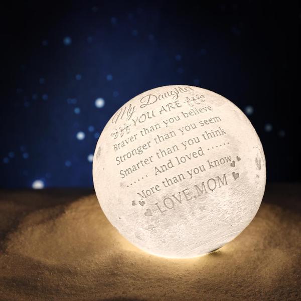 Custom 3D Photo Moon Lamp With Text -Bereavement Gift-For Mum- Touch Two Colors(10cm-20cm)