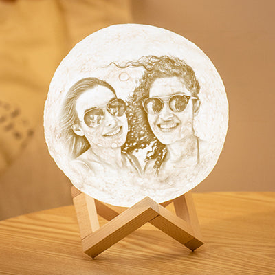 Custom 3D Printing Photo Moon Lamp With Your Text - For Friends - Touch Two Colors(10cm-20cm)