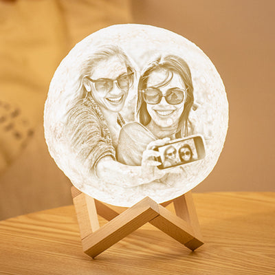 Custom 3D Printing Photo Moon Lamp With Your Text - For Friends - Remote Control 16 Colors(10cm-20cm)