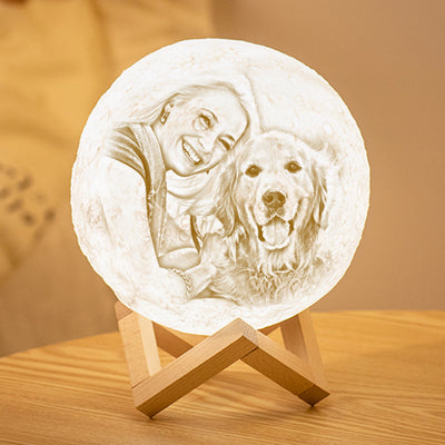 Custom 3D Printing Photo Moon Lamp With Your Text - For Pet Lover - Remote Control 16 Colors(10cm-20cm)