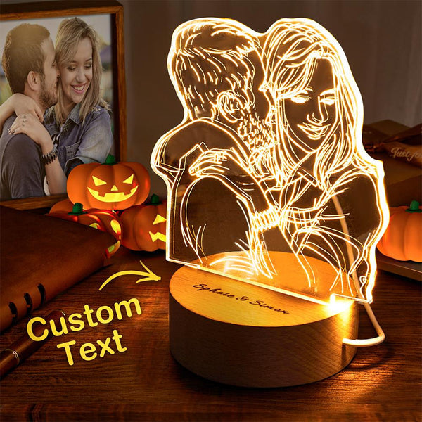 Personalised Night Lamp with Engraved Picture Personalised 3D Illusion Lamp Gift for Her