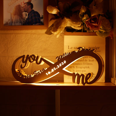 Custom Infinity I Love You Night Light Engraved Wood Lamp