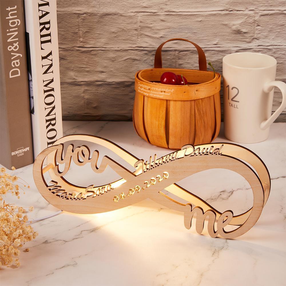 Personalised Name Wooden Night Lamp Custom Lamp Engraved Wood Nightlight Christmas Gift for Lover Gift