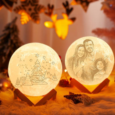 Custom 3D Printed Photo Moon Lamp Personalized Christmas Tree Lamp(10CM-20CM)Christmas Gift For Her