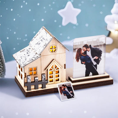 Custom Photo Mini Lighted House Personalized Wooden Night Light Decor For Christmas Day - photomoonlampuk