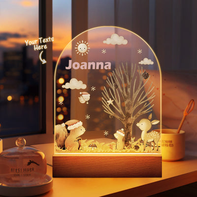 Personalized name children's night light customized Christmas squirrel seven-color night light - photomoonlampuk