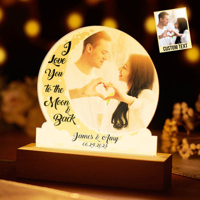 Personalized Photo Light LED Lamp for Lover with Custom Name I Love You to the Moon and Back - photomoonlampuk
