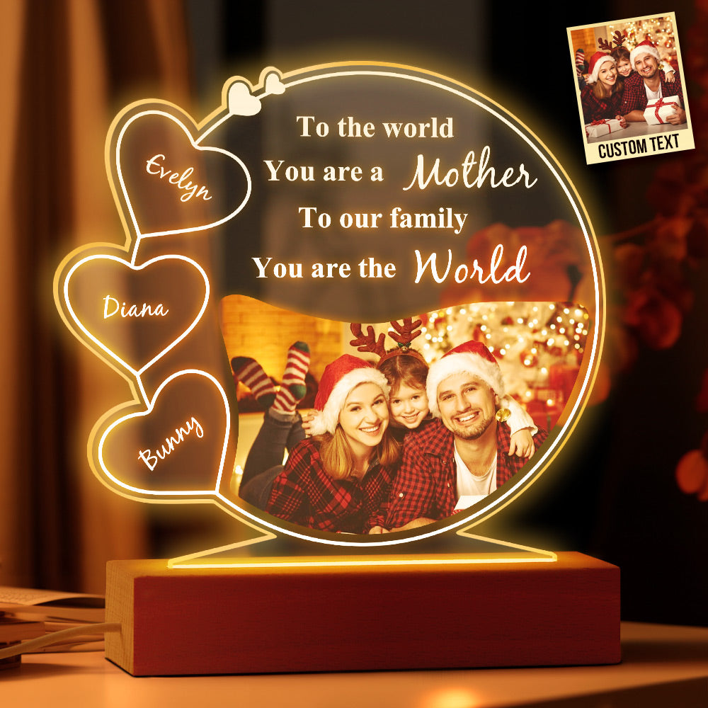 Custom Photo and Names Acrylic Plaque Lamp Gifts for Mom