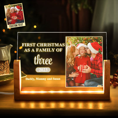 Custom Family Photo First Christmas Personalized Name Acrylic Lamp - photomoonlampuk