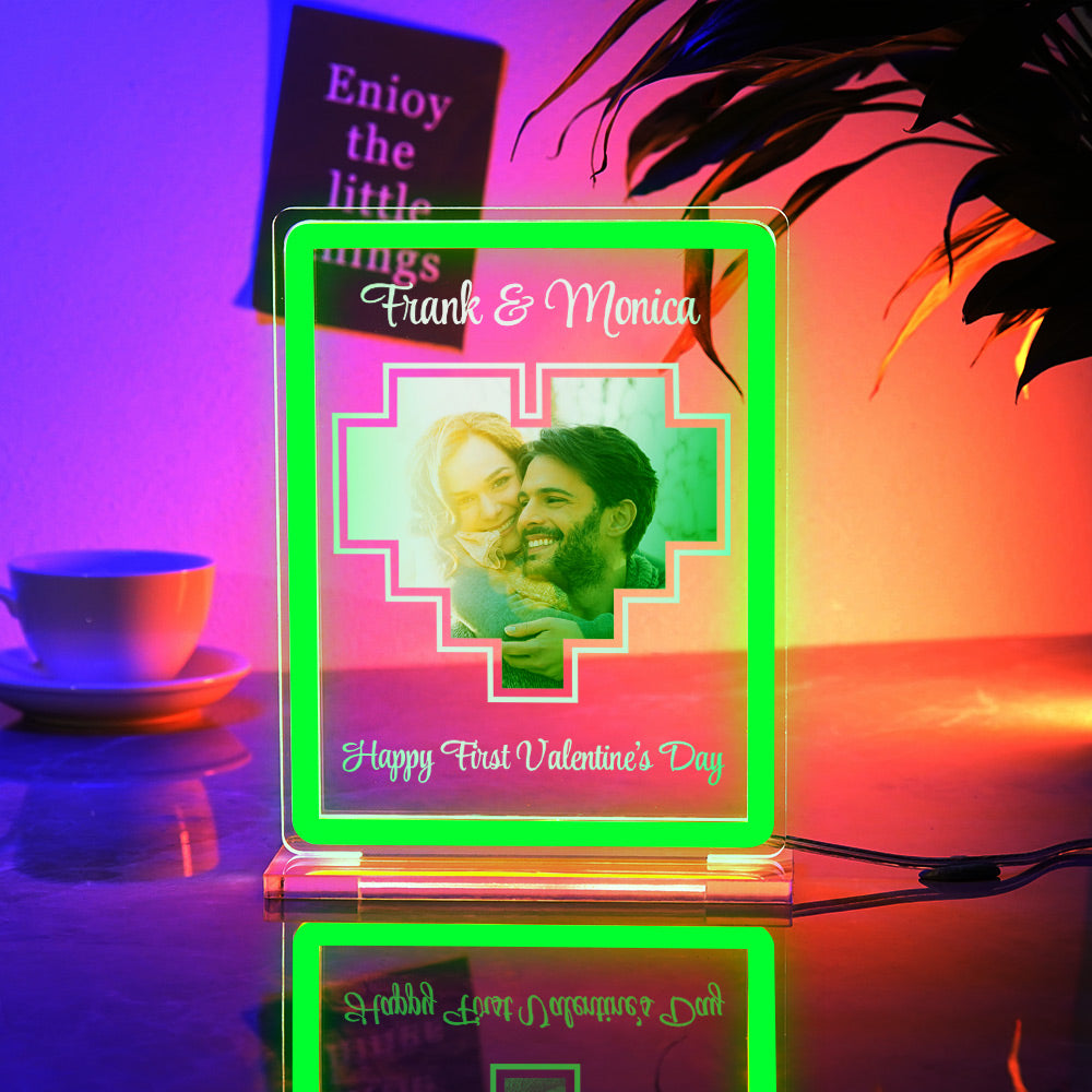 Personalized Acrylic Plaque Neon Night Light Dreamy Atmosphere With Your Photo and Name Gift For Girlfriend