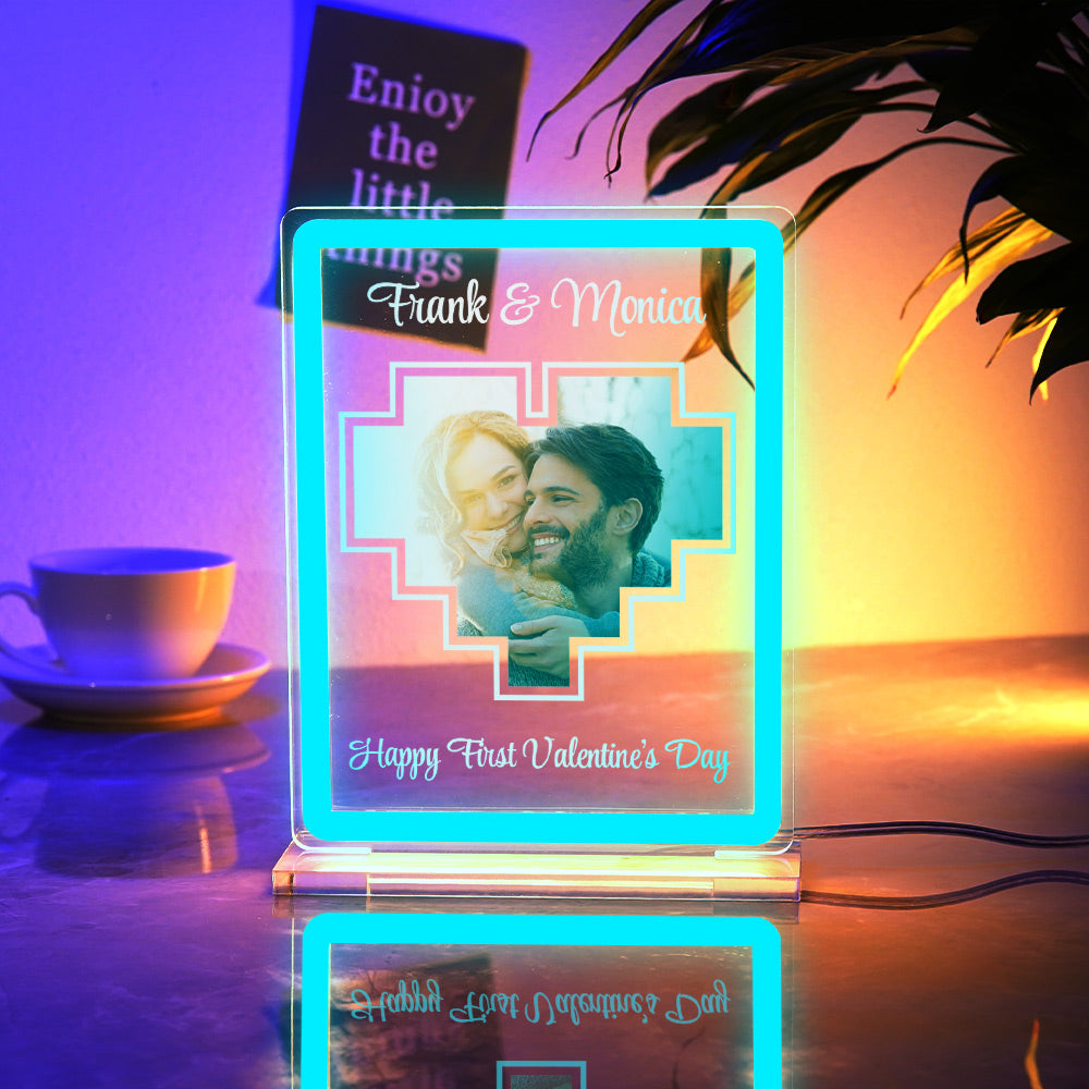 Personalized Acrylic Plaque Neon Night Light Dreamy Atmosphere With Your Photo and Name Gift For Girlfriend
