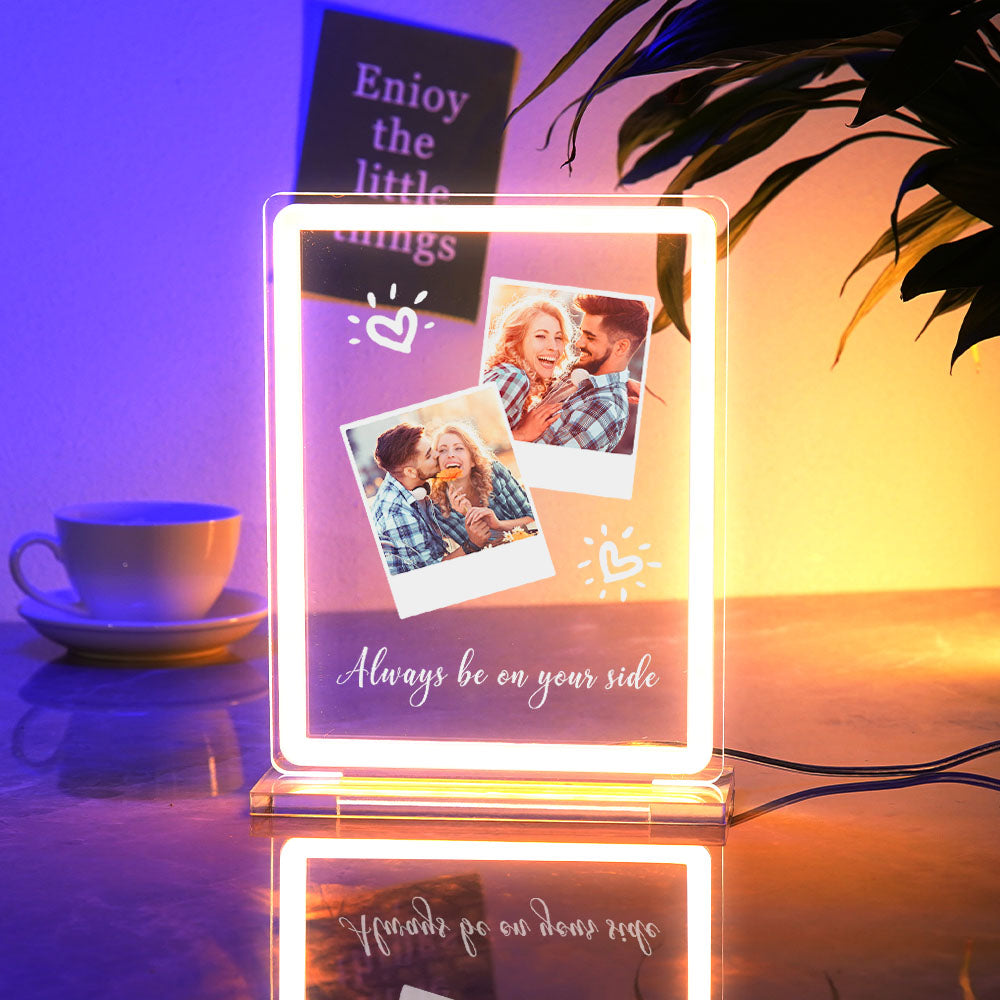 Custom Polaroid Photo Design Neon Night Light Colorful Acrylic Plaque Lamp Gifts For Couples
