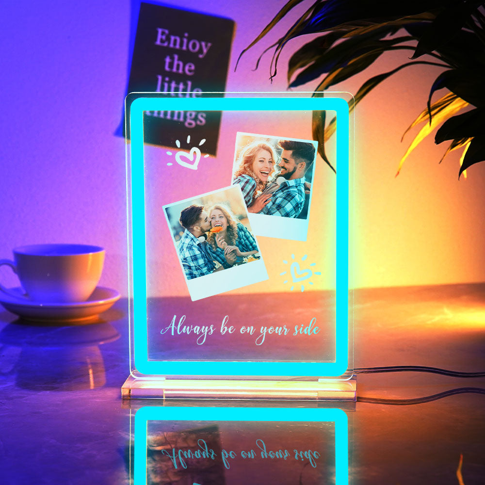 Custom Polaroid Photo Design Neon Night Light Colorful Acrylic Plaque Lamp Gifts For Couples