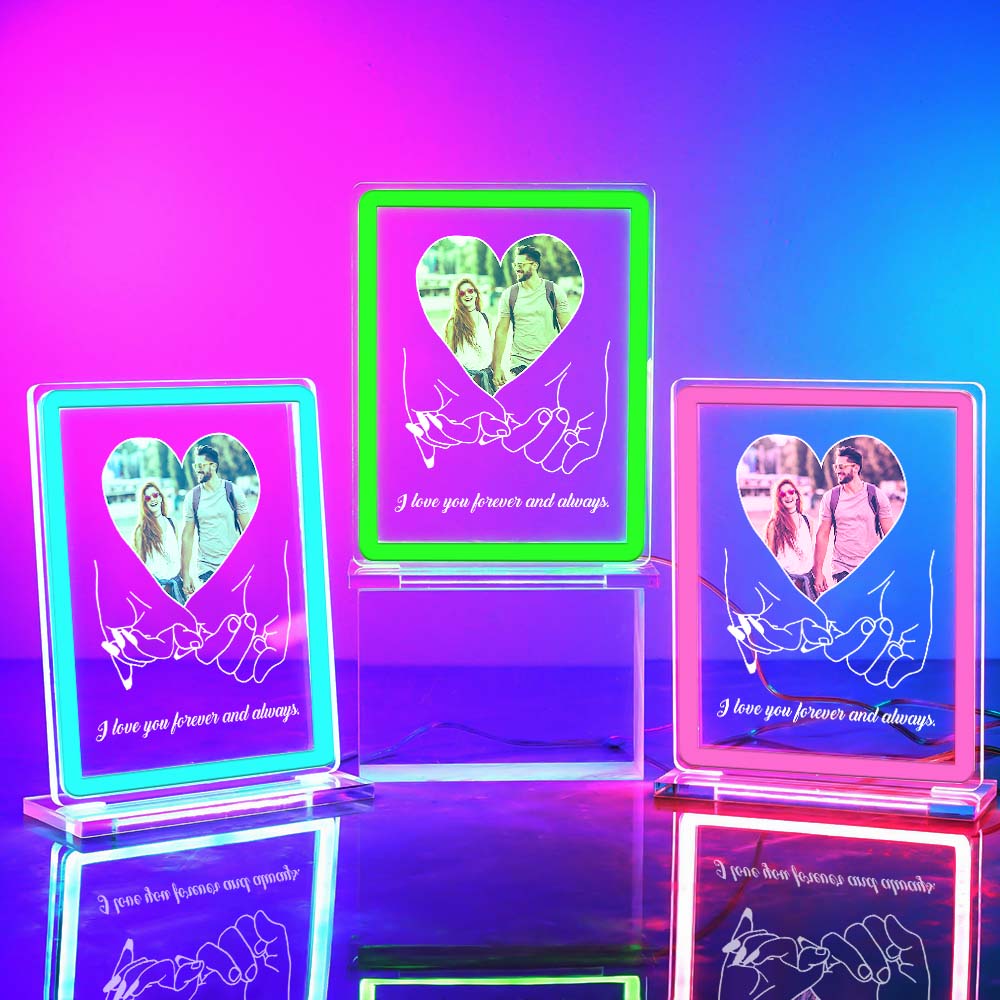 Personalized Photo Neon Sign Night Light Love Heart Custom Text Hand In Hand Plaque Lamp Valentine Gifts