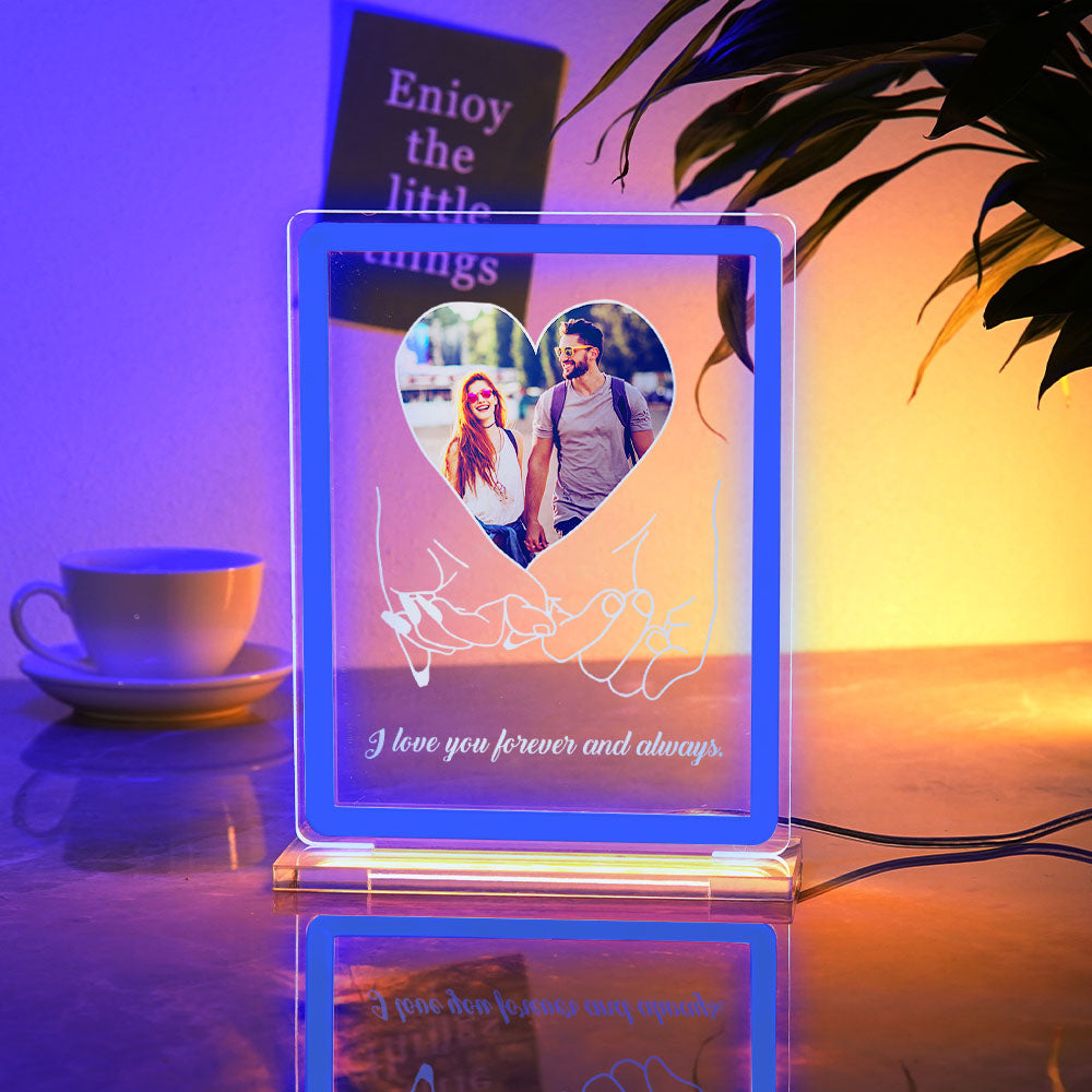 Personalized Photo Neon Sign Night Light Love Heart Custom Text Hand In Hand Plaque Lamp Valentine Gifts