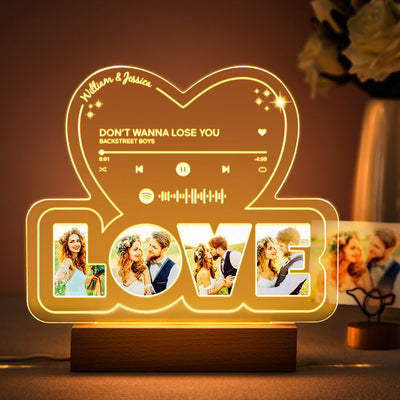 Custom Photo LOVE Night Light Personalized Spotify Code Music Plaque Lamp Valentine Gifts - photomoonlampuk