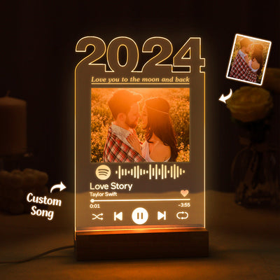 Personalized 2024 Spotify Night Light Custom Photo Lamp Room Decor Acrylic Plaque for Girlfriend - photomoonlampuk