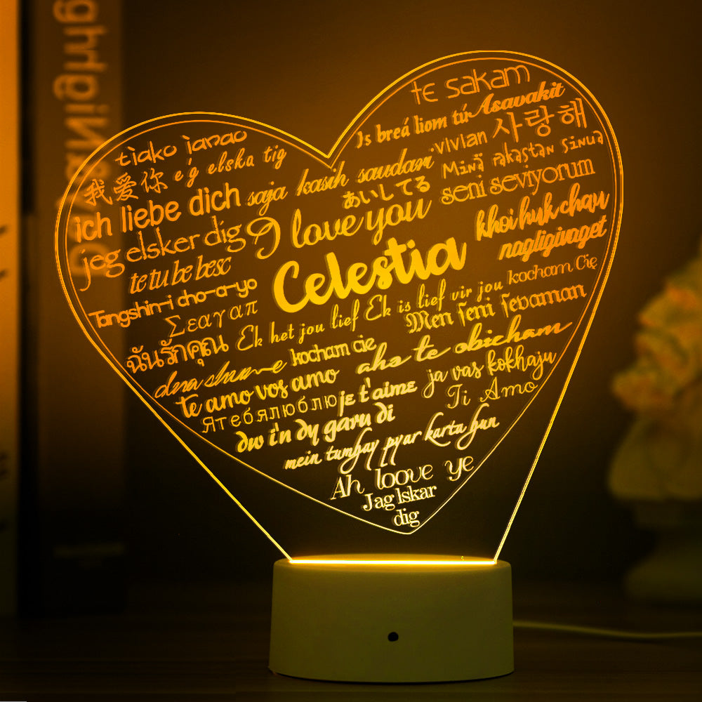 Gift for Her as Personalised 3D Illusion Lamp Custom Acrylic Lamp Gift 3D Night Light Gift for Girlfriend