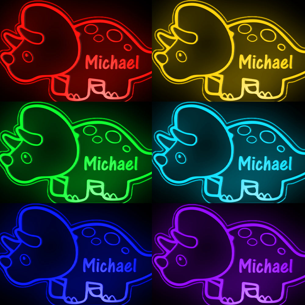 Personalised Dinosaur Colour Change Light LED Bedroom Night Light Boys Girls Mood Lighting