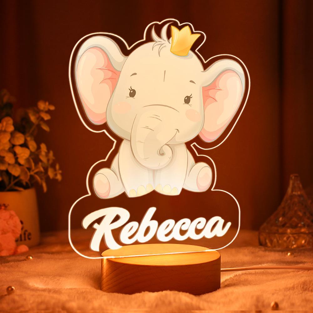 Personalised Kid Night Light Girl Nursery Lamp Elephant Night Light Child Table Lamp Baby Gift with Child Name