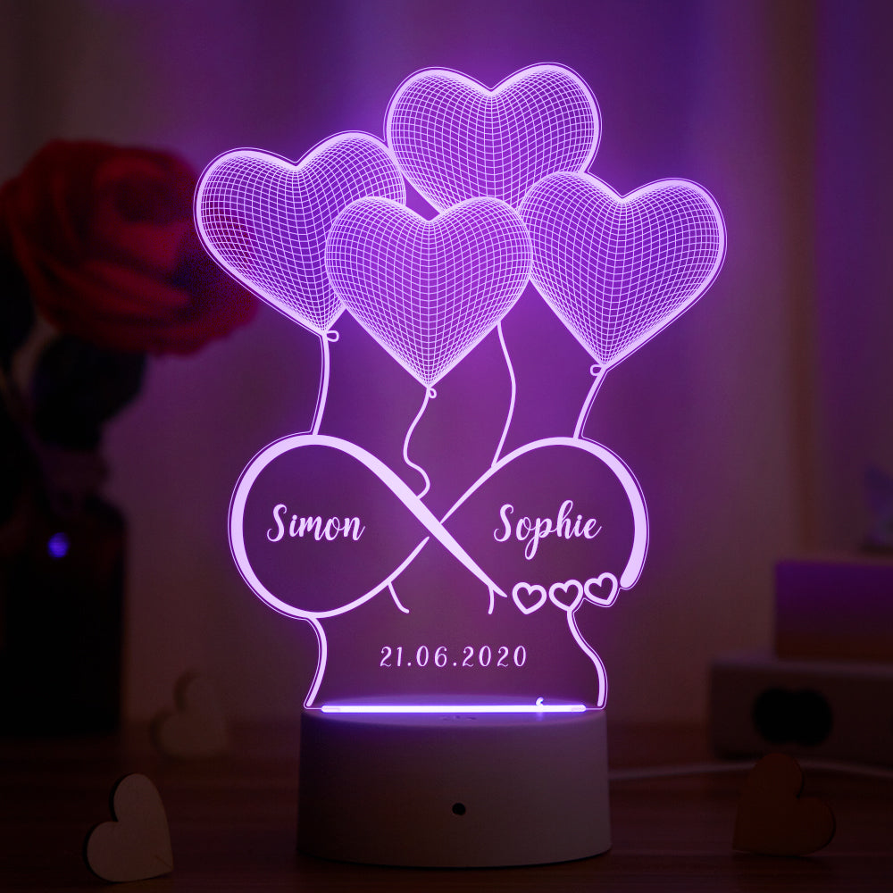 Personalised 3D Illusion Lamp Gift for Her