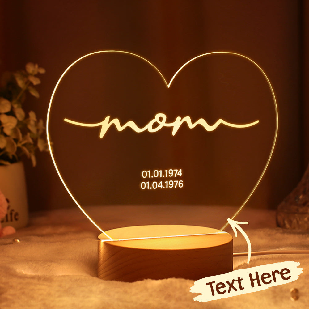 Gift For Mommy Custom Night Light For MUm Personalised Gift for Mom