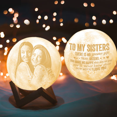 Gift For Sister Personalised Moon Night light Lamp 3D Printed Custom Photo Quality made Sister Gift