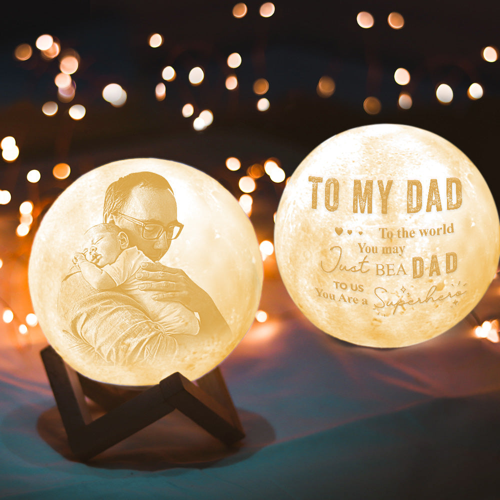 To My Dad Magic 3D Personalised Photo Moon Lamp with Touch Control for Family