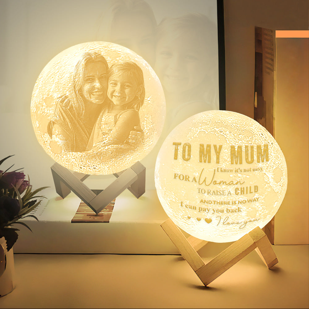 In Loving Memory Gift Custom 3D Printing Photo Moon Lamp Magic Lunar With Photo & Text - Touch Two/Three Colors(10cm-20cm)