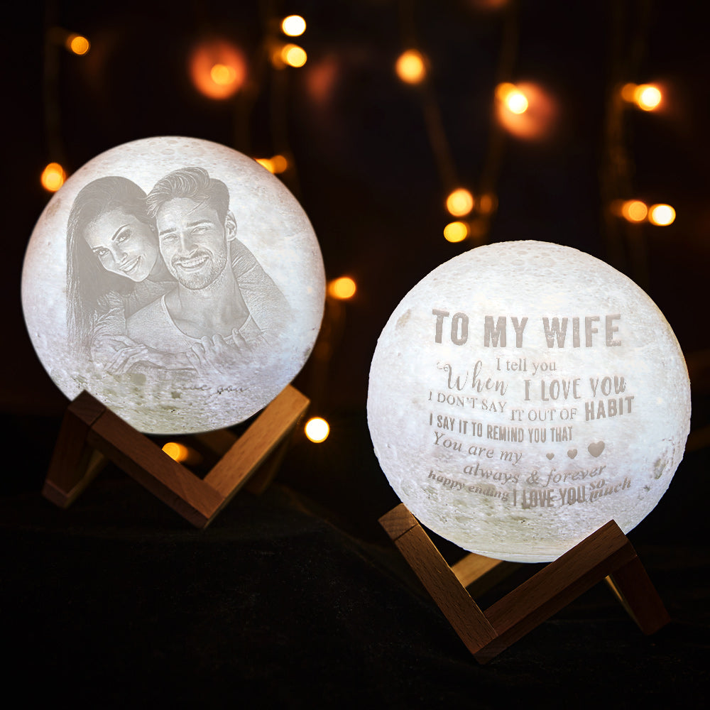 Custom Photo Moon Lamp with Touch Control To My Wife Anniversary Gift For Wife