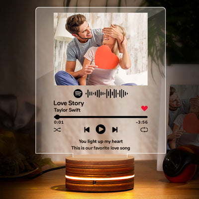 Custom Spotify Art Night Light with Scannable Music Night Light Valentine's Day Gift - photomoonlampuk