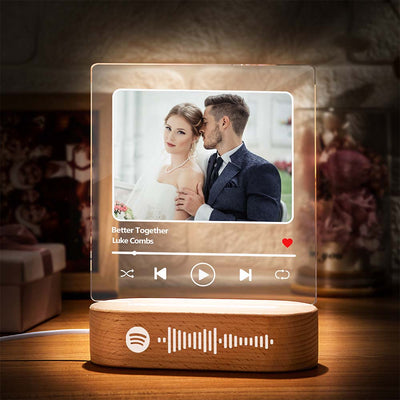 Personalised Wedding Gift Scannable Acrylic Music Plaque Night Light Custom Spotify Code Lamp