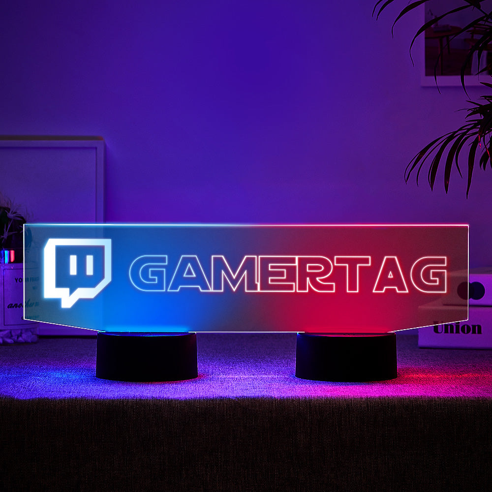 Custom Twitch Gamertag Nightlight Dual Base Backlit LED Custom Gaming Gift For Gamers