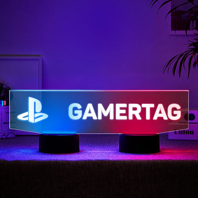 Custom Playstation Nightlight Personalised Gamertag Sign Dual Base Backlit LED Custom Gaming Gift