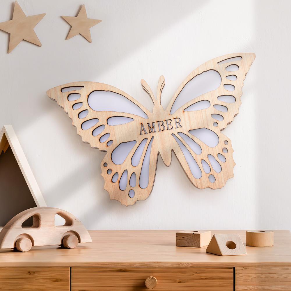Personalised Natural Wall Sconce Wooden Wall Lamp Wall Decor Kids Room Decor Girls