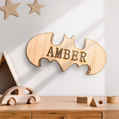 Personalised Superhero Wooden Name Wall Light for Kidsroom Birthday Gift for Boys Kids Men