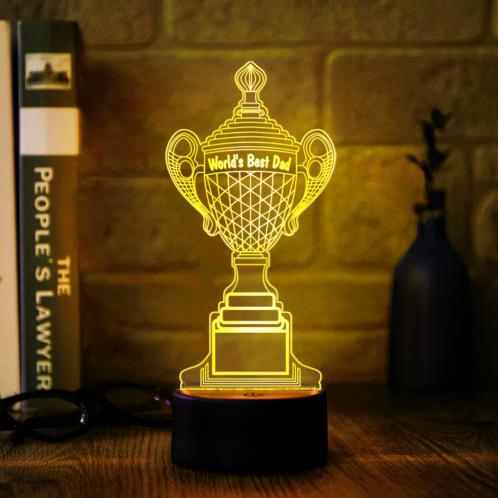 Personalised Trophy Lamp With Custom Text Color Night Light Bedroom Decor Father's Day Gifts