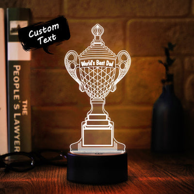Personalised Trophy Lamp With Custom Text Color Night Light Bedroom Decor Father's Day Gifts - photomoonlampuk