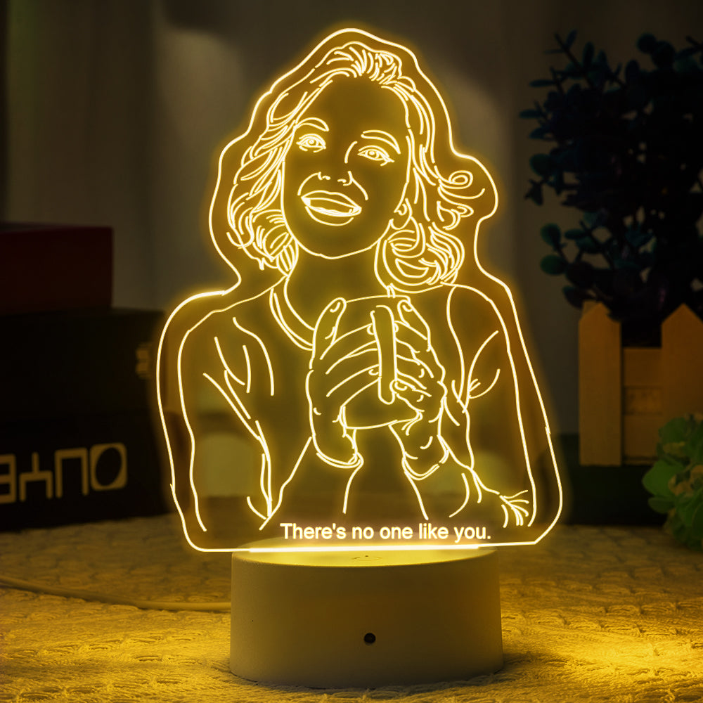 Gift for Mum Custom Engraved Portrait  Night Light 3D Photo LED light Home Decoration Lamp