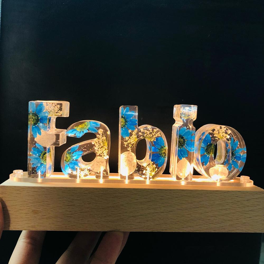 Personalised Dried Flowers Lamp Night Light Gifts For Mum