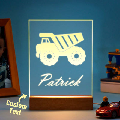 Personalised Truck Night Light Construction Boys Acrylic Led Night Light Gifts For 6 Years Old Boys