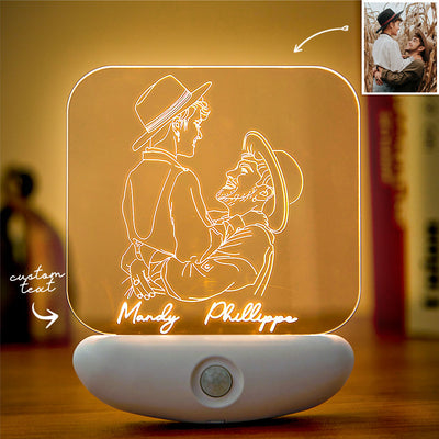 Custom 3D Photo Sensor Lamp Human Body Induction USB Charging Night Light Bedroom Corridor - photomoonlampuk